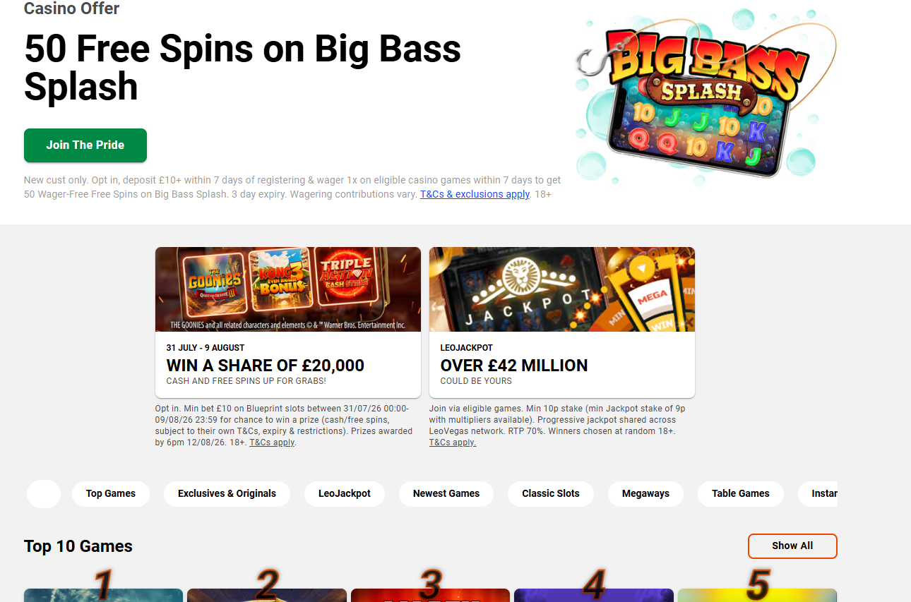 LeoVegas screenshot 1